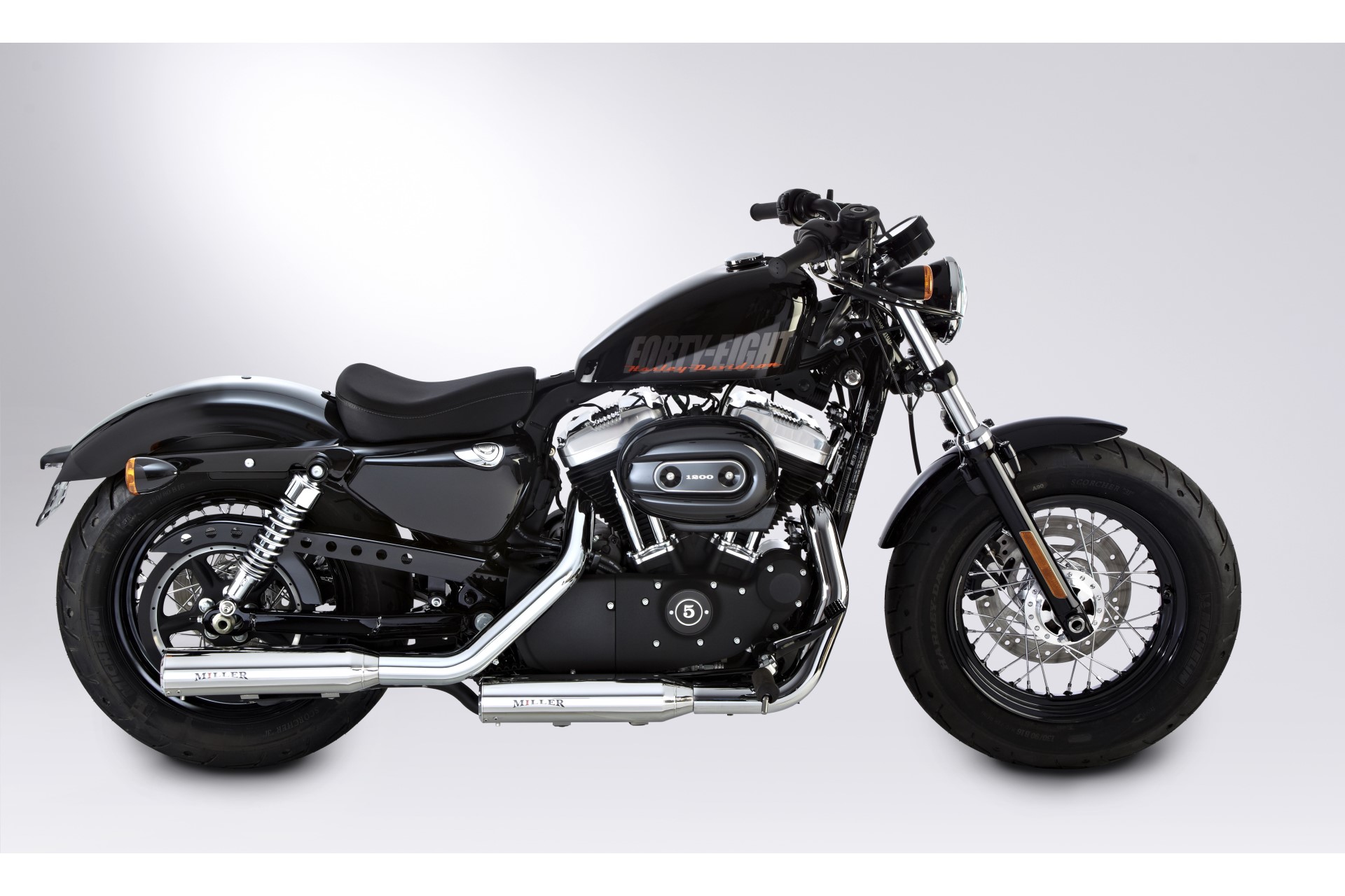 Silverado Ii Auspuff Fur Harley Davidson Sportster Xl883 Mit Abe Miller Auspuff Exhaust Miller Custombike
